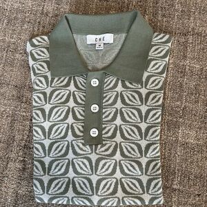 Ché Green and White Patterned Polo Shirt